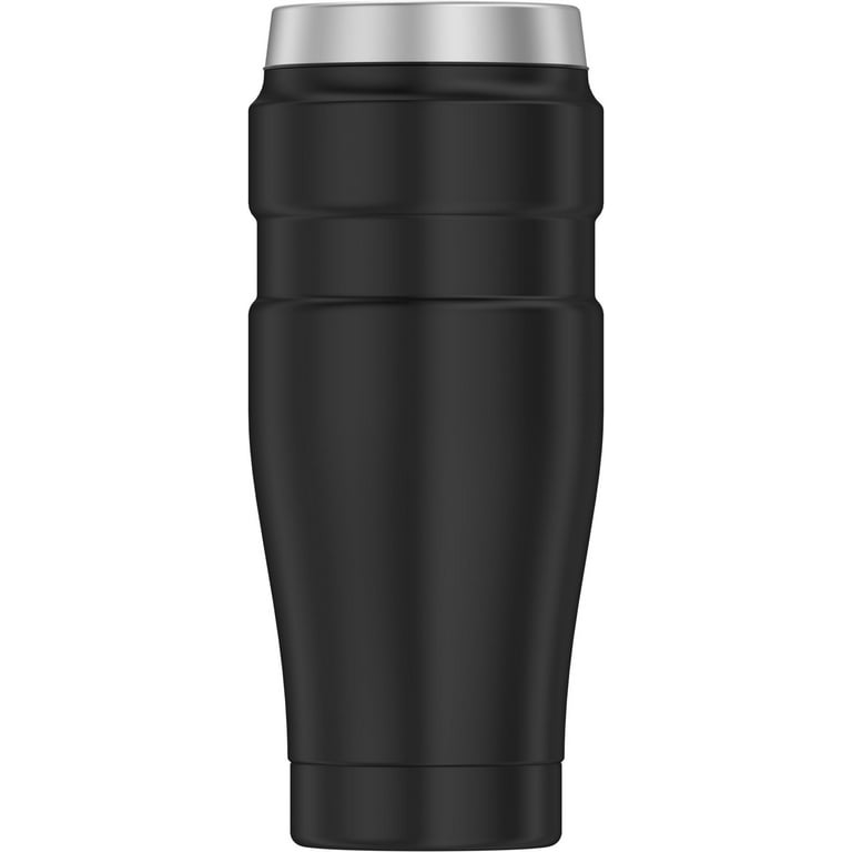 Thermos Thermos 16 ounce vacuum insulated travel mug black, 8  Ounce, Silver (NS100BK004): Glassware & Drinkware