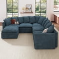 thumbnail image 6 of HONBAY Blue Oversized Corner Modular Sectional with Under-Seat Storage, Movable Ottoman and Adjustable Arms in Plush Cloud Corduroy, 6 of 10