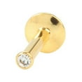 thumbnail image 2 of Gold Plated Lip Ring Flat Back With 2mm Pressure Fit CZ Gem 2 Piece (16gx8mmx2mm) (TL/5) (clear cz), 2 of 3