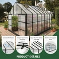 thumbnail image 6 of GAZEBETER 10x16 FT Aluminum Greenhouse for Outdoors,Walk in Greenhouse,Polycarbonate Greenhouse with 4 Roof Vent Windows and Lockable Double Doors for Backyard,Black, 6 of 11
