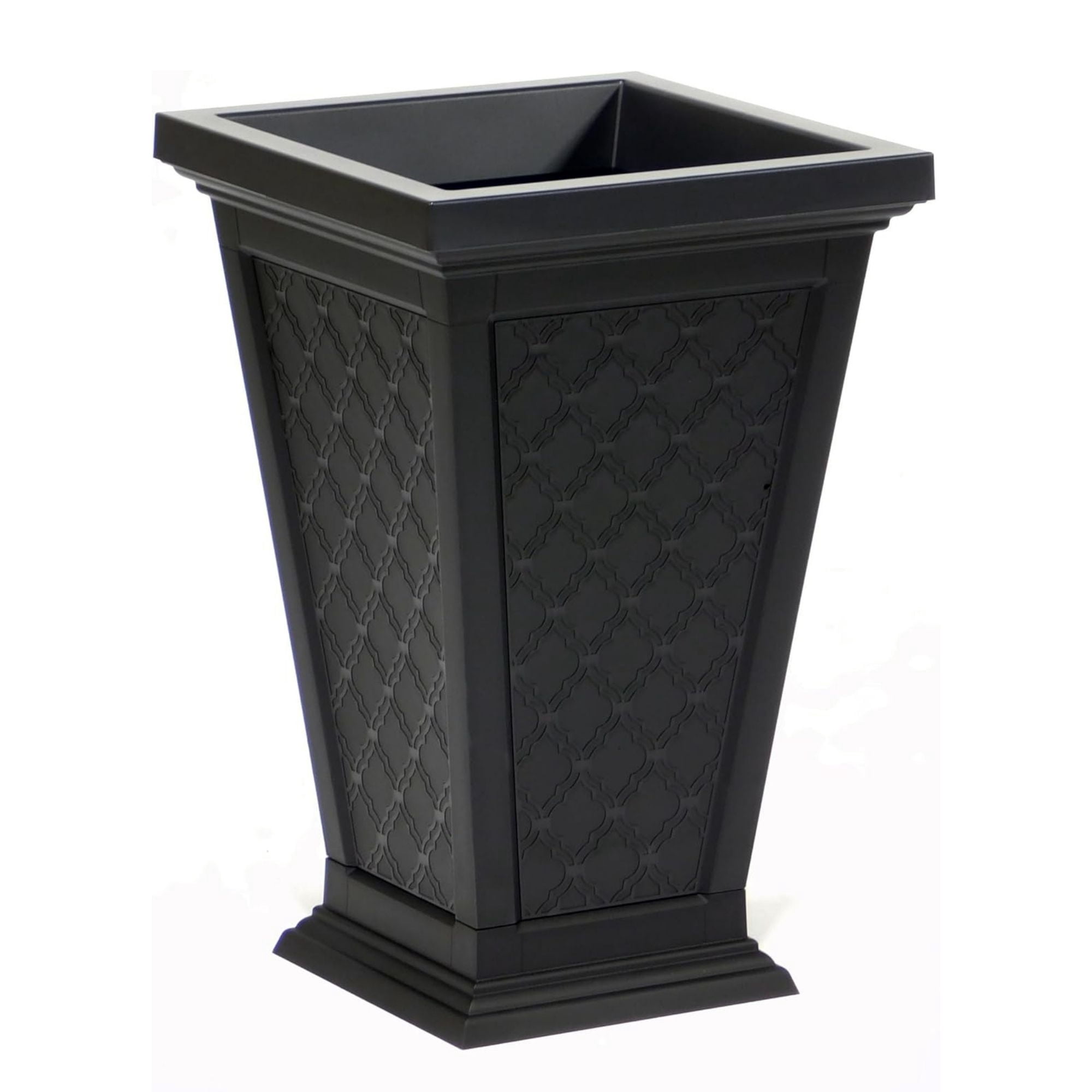 FCMP Outdoor Modemmo Self-Watering Planter, Casablanca Pattern, Black, Set of 2