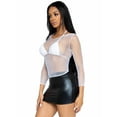 thumbnail image 3 of Leg Avenue Women's Long Sleeved Industrial Fishnet Shirt, White, One Size, 3 of 5