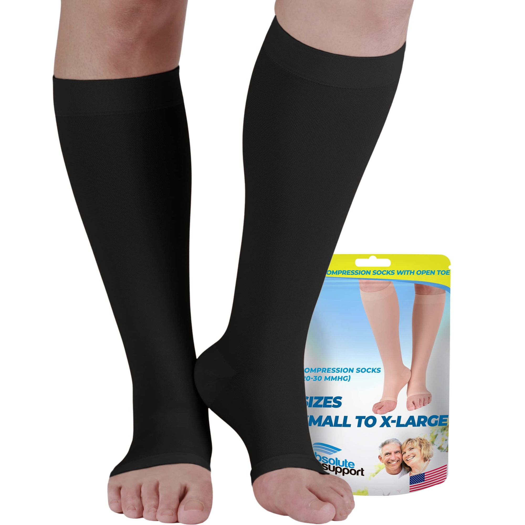 Unisex Compression Stockings 20 30mmHg For Swelling Edema Black 