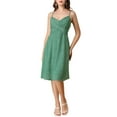 thumbnail image 1 of Vestido midi verde con frente retorcido floral para mujer Chic Inspire, con tirantes ajustables, 1 of 8