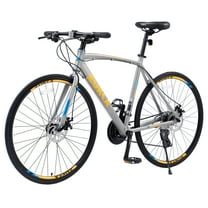 24-Speed White Aluminum Hybrid Road Bike for Adults, 700C Wheels, Front & Rear Disc Brakes, Lightweight Design, Ideal for City Commuting & Sports