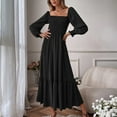 thumbnail image 2 of Vestidos Para Mujer Casual Maxi Vestidos Moda Manga Larga Pulóver Cuello Cuadrado Manga Larga Volante Cintura Alta Vestido Odeerbi  ODB138993, 2 of 6