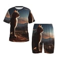 thumbnail image 1 of Fotbe Pyramid Desert Cat Pijama Estampada de 2 Piezas para Niños – Ropa de Dormir de Manga Corta Cómoda para Niños y Niñas, Camiseta y Shorts de Algodón-3X-Large, 1 of 6