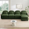 thumbnail image 3 of Miekor Furniture Teddy Fabric Cloud-like 4-Seat Sofa,Curved Backrest and Armrest with Curved Lumbar Pillows, Sectional 4 Seater Modular Couch with Movable Ottoman and Supportive Double-layer c No7734, 3 of 9