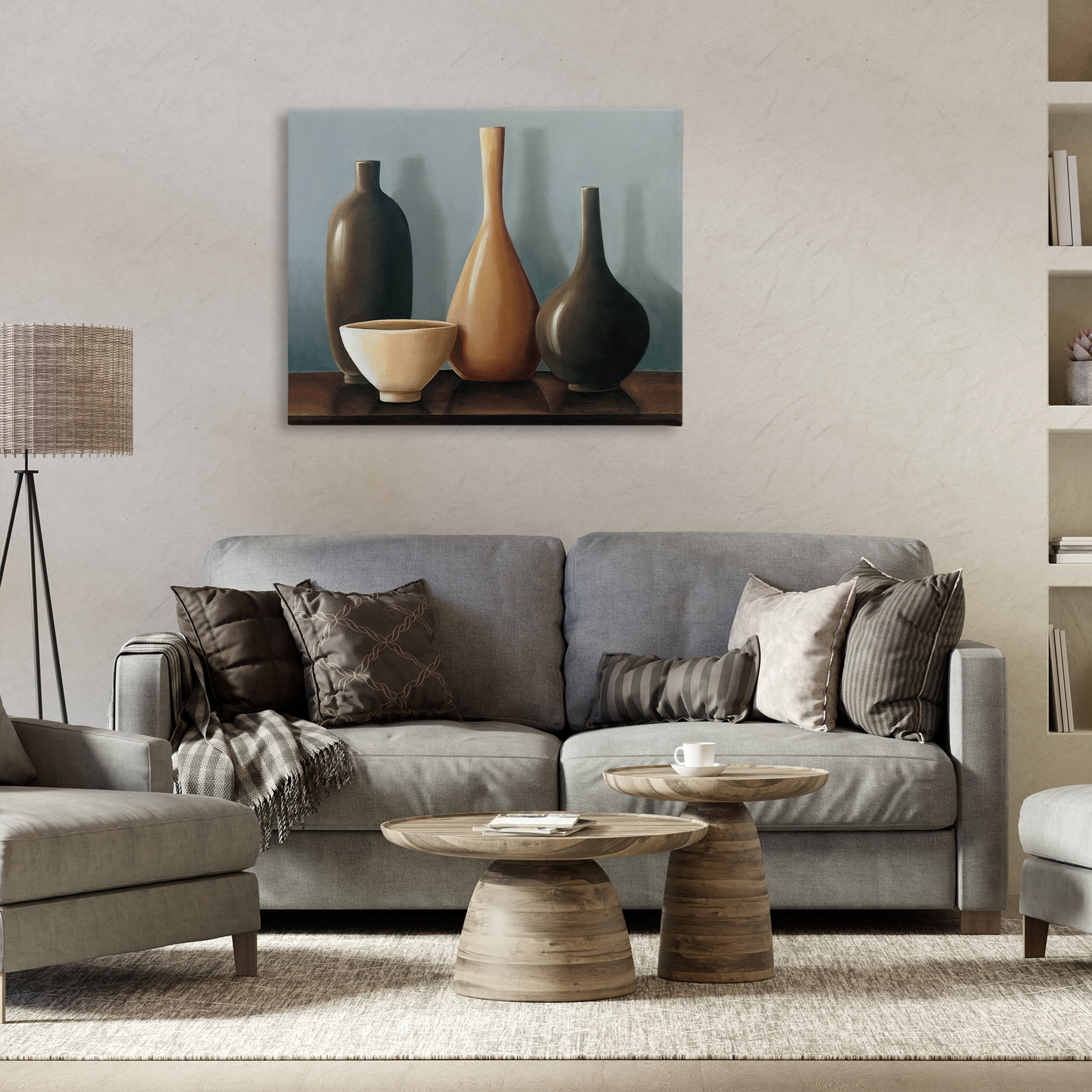 Stupell Industries Varried Pottery Still Life Furniture Painting Wrapped Canvas Art Print Wall Art, 40 x 30