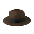 thumbnail image 3 of WITHMOONS Wool Felt Fedora Classic Panama Hat Band Wide Brim GN61297 (BrownBand), 3 of 5