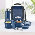 thumbnail image 4 of MILTON Pro Lunch Box with Steel Cutlery, 3 Microwave Safe Inner Steel Containers (180 ml, 320 ml, 450 ml), 100 ml, Steel Bottle, 750 ml with Insulated Bag, Office Tiffin, Blue, 4 of 4