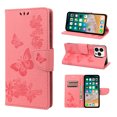 thumbnail image 1 of Feishell Wallet Case for iPhone 14 Pro,Retro PU Leather Butterfly Embossed Pattern Full Protection Anti-Scratch Shockproof Magnetic Clasp Flip Holder Card Slots & Cash Pocket Phone Cover,Pink, 1 of 6
