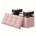 thumbnail image 3 of Banco Plegable, Reposapiés de Terciopelo con Almacenamiento, con 2 Contenedores, 38 x 76 x 38 cm, Carga de 300 kg, Rosa, 3 of 8
