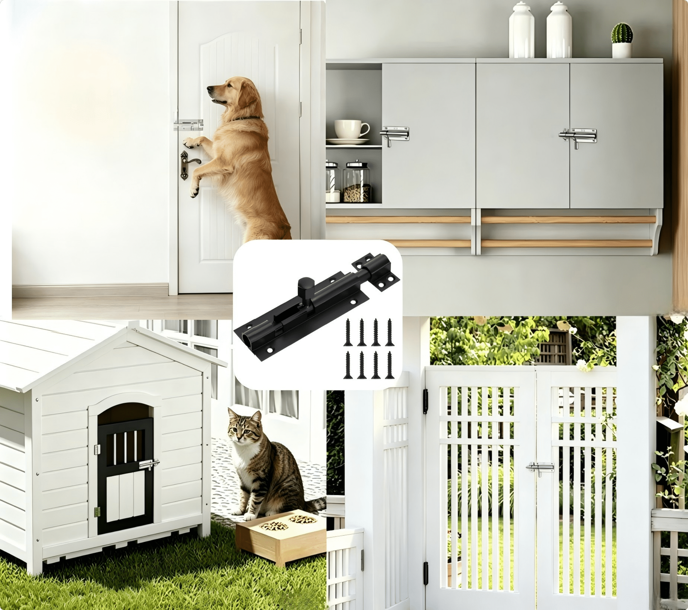 HT 4 Inch Black Brass Barrel Bolt Door Lock with Accessories