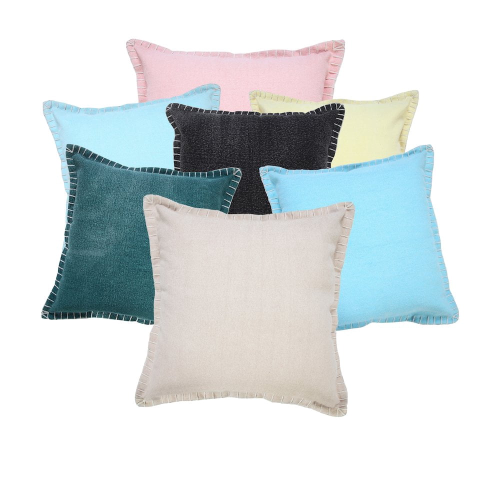 Laddha Home Designs Handwoven Solid Flanged Border Throw Pillow - 20" - Yellow - Set of 2