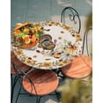 thumbnail image 4 of Thanksgiving Turkey Fitted Round Tablecloth,Autumn Pumpkin Back Table Cover with Elastic Edge Waterproof Table Cloth,Retro Linen Circle Table Covers for Kitchen Indoor Outdoor Party 36-44in, 4 of 6