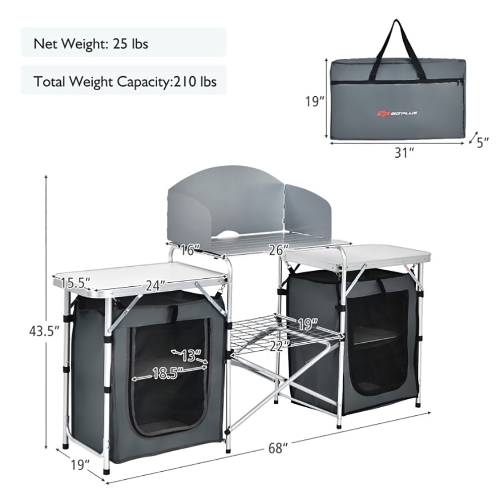 Aimee Lii Folding Camping Table with Storage Organizer, PorTable Tables Folding