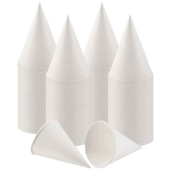 White Paper Cone Cups, Snow Cups,Coated Leakproof Cups for , Shaved Ice, Water 200Pcs