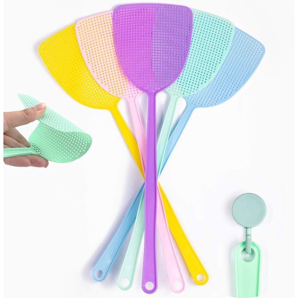 Matamoscas de 3 piezas de alta calidad con gancho, bolsa larga resistente y flexible para matamoscas, mango de 17,5 pulgadas, matamoscas/matamoscas, adecuado para interiores/ou