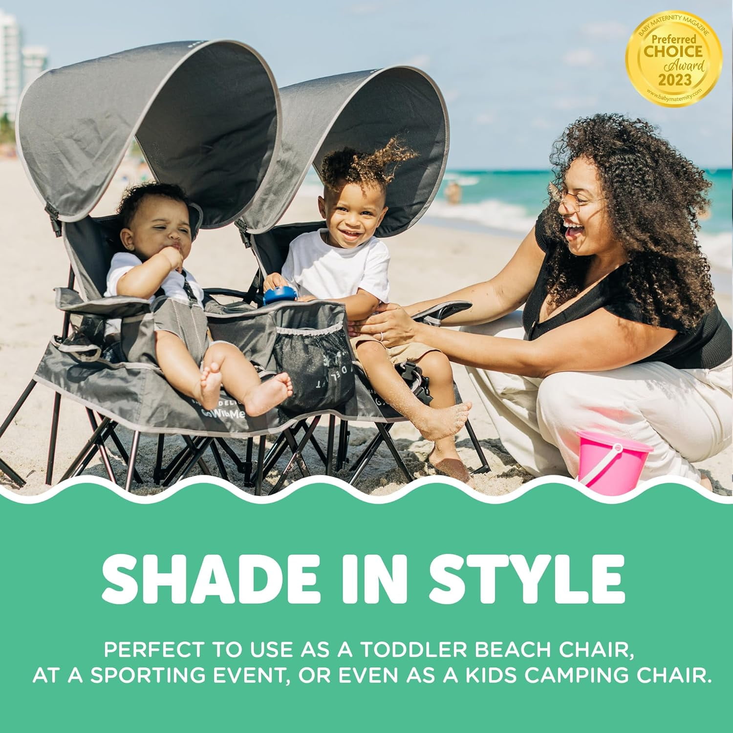 Go With Me Duo Deluxe Portable Infant Chair, Double Seat, Indoor and Outdoor, Grey