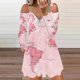 thumbnail image 2 of Vestido de manga larga con estampado de tirantes con cremallera y cuello en V para mujer Pompotops hdfakjf7017, 2 of 5