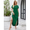 thumbnail image 2 of Chiclily Women's Summer Maxi Dress Loose Short Sleeve T-Shirt Long Dress Casual Side Split Sundress with Pockets, S-2XL, 2 of 9