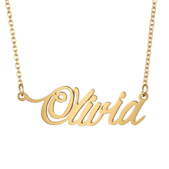18k Gold Plated Olivia Script Initial Name Necklace Dainty Choker Jewlery Best Friend Gifts
