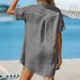 thumbnail image 4 of Vestido de Manga Larga para las Mujeres Caída Color Sólido Solapa Bolsillo de Manga Corta, Vestido Corto de Manga Larga para las Mujeres Longitud de Rodilla Casual, 4 of 8