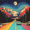 Colorful Road, variant on FORMRS Womens Canvas Tote Bag with Zipper Inner Pocket Shoulder Handbag, Colorful Road at Night