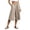 Grey, variant on CAIVO Women Casual Cropped Wide Leg Pants Calf Length Summer Linen Blend Loose Fit Comfortable Elastic Waist Solid Color Trendy Trousers