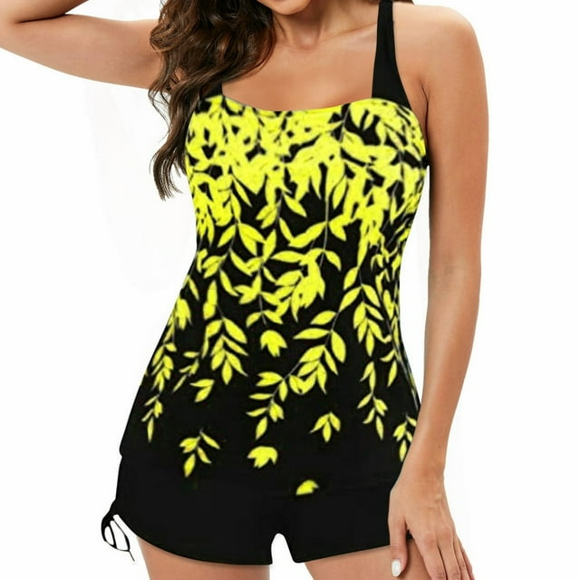 Plus Size Tankini Swimsuits for Women Two Piece Swim Top Shorts Tummy Control Bathing Suits