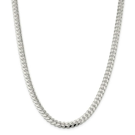 925 Sterling Silver Solid Polished 6.5mm Diam Cut Curb Chain Necklace ...