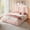 Boucle Pink, variant on VanAcc Queen Size Cloud Bed Frame, 7.1" Thick Curved Headboard, Modern Upholstered Platform Bed, Easy Assembly, Boucle Pink