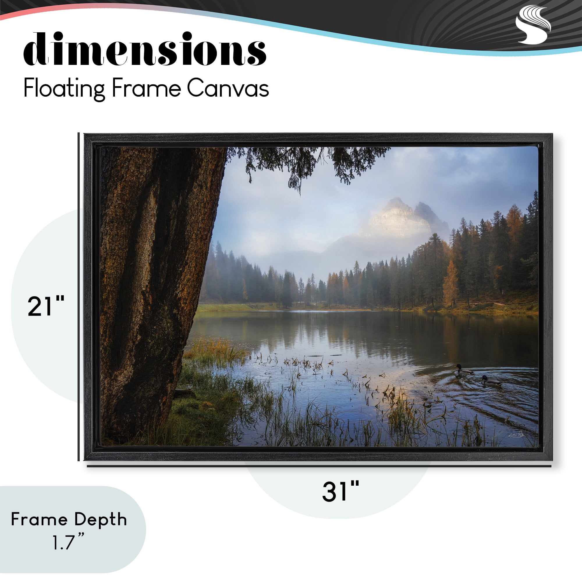 Stupell Industries Autumn Forest Reflections Black Framed Floater Canvas Wall Art, design by Martin Podt