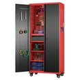 thumbnail image 5 of Aobabo Upgraded Metal Garage Cabinet with Wheels with 5 Pegboards & Drawer, 71" H Lockable Steel Tool Storage Cabinet for Garage,Home,Office,Assembly Required,Black/Red, 5 of 10