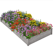 Yaheetech Wooden Raised Garden Bed Planter,Gray