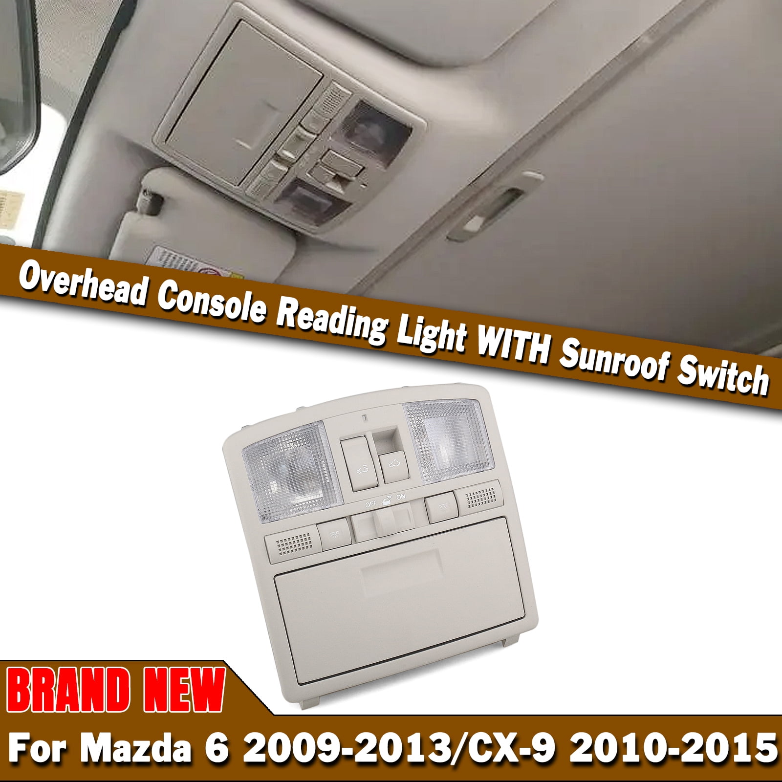 Overhead Console Reading Light w/ Sunroof Switch For Mazda 6 20092013