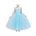 thumbnail image 1 of Robe Fille Bleue Sirène Princesse Fête Tulle Manches en Maille Transparente 10 Ans, 1 of 7