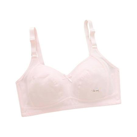 Teen Bras for Girls Ages 12-14 Cotton Solid Color Racerback Gift Set Durable Bras for Active Teens Pink L