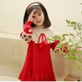 thumbnail image 5 of Sngxgn Girls Dresses Solid Color Tie Back Long Sleeve Ruffle Hem Casual Elegant Little Girl Dresses(RD1,100), 5 of 6