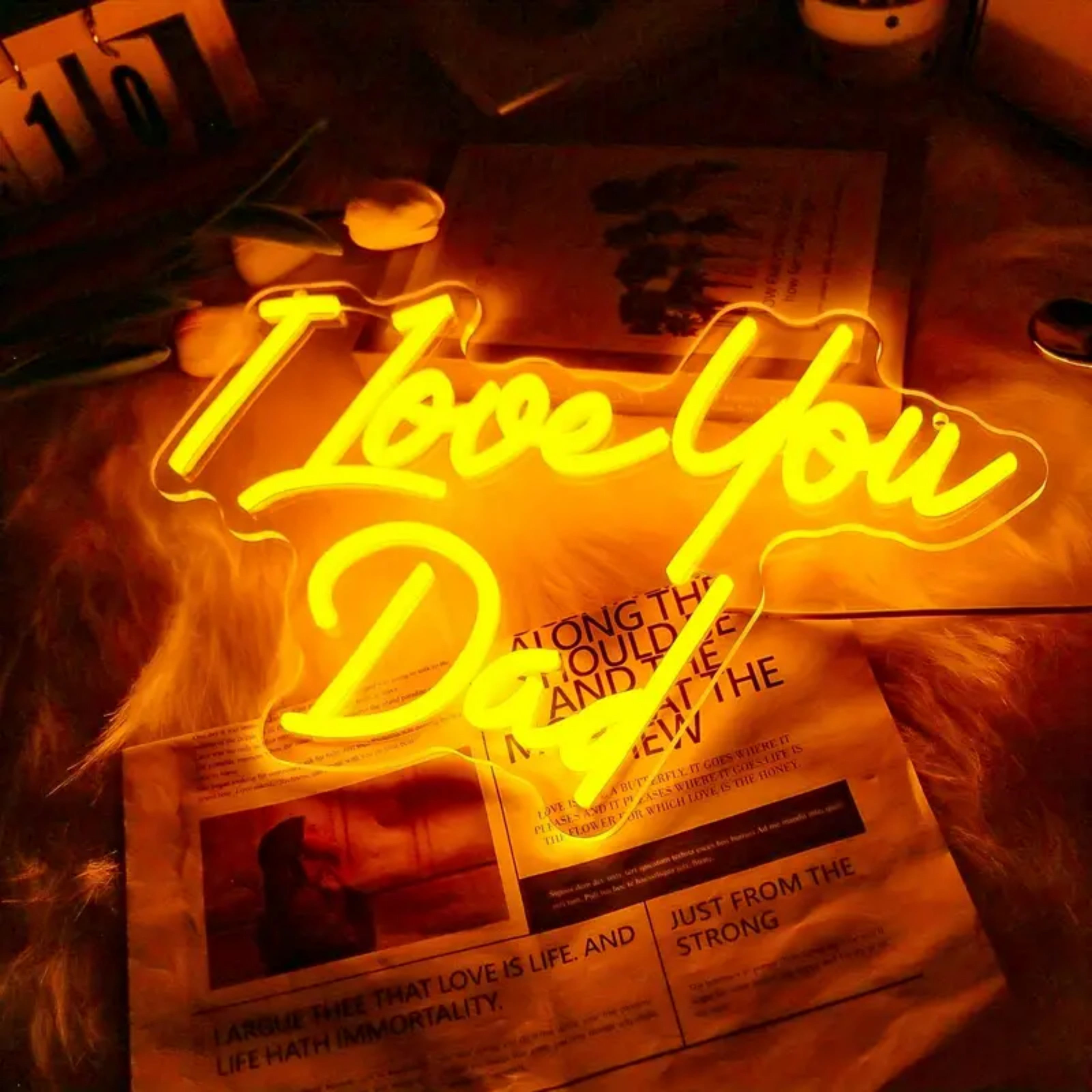 UPONRAY I Love You Dad Neon Signs, 15"*10.6" Dimmable & USB-Powered LED Neon Light, Stylish Wall Decor as gifts for Father's Day, Father's Birthday