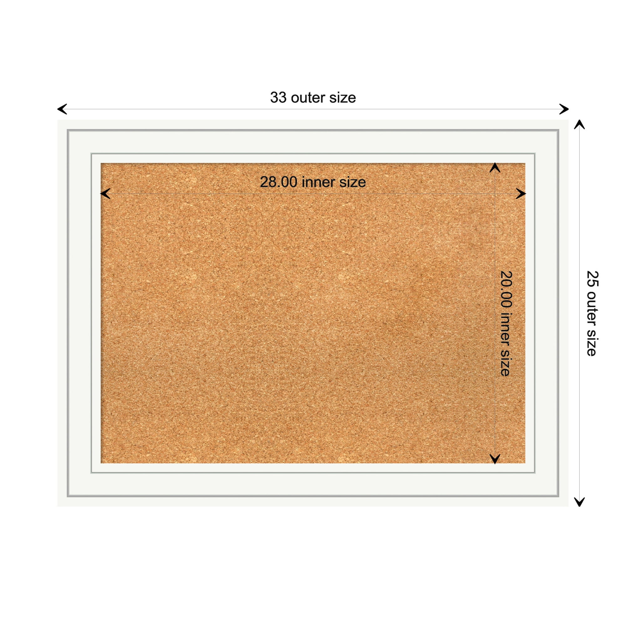 Amanti Art Natural Cork Board Wood Framed Craftsman White Bulletin Board 33 in. x 25 in.