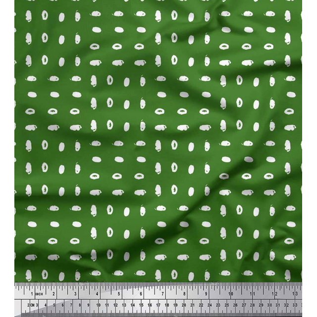 Soimoi Green Poly Georgette Fabric Brush Stroke Abstract Fabric Prints By Yard 52 Inch Wide