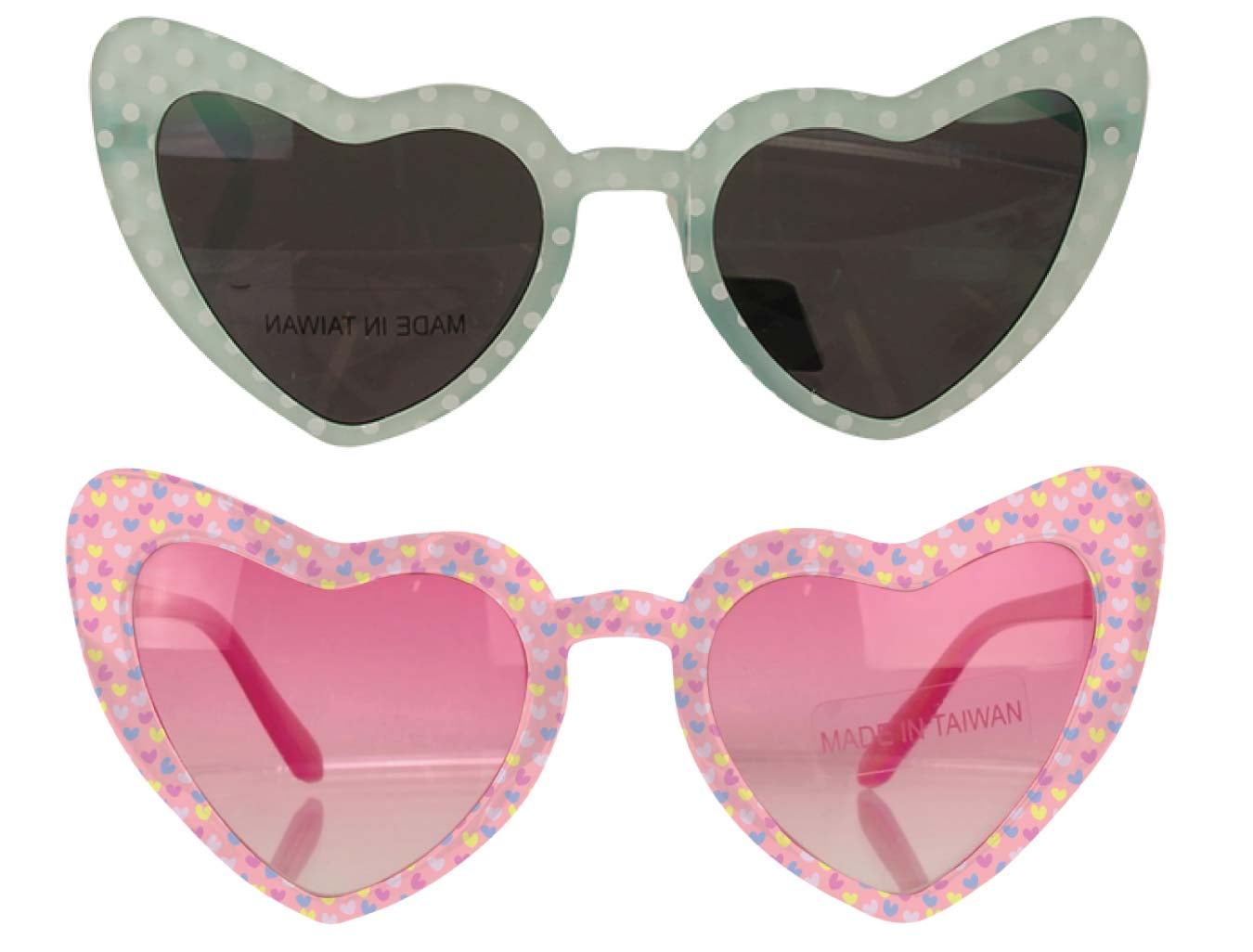 Justice Girls Plastic Heart Frame Multi Color Sunglasses Set, 2Pack