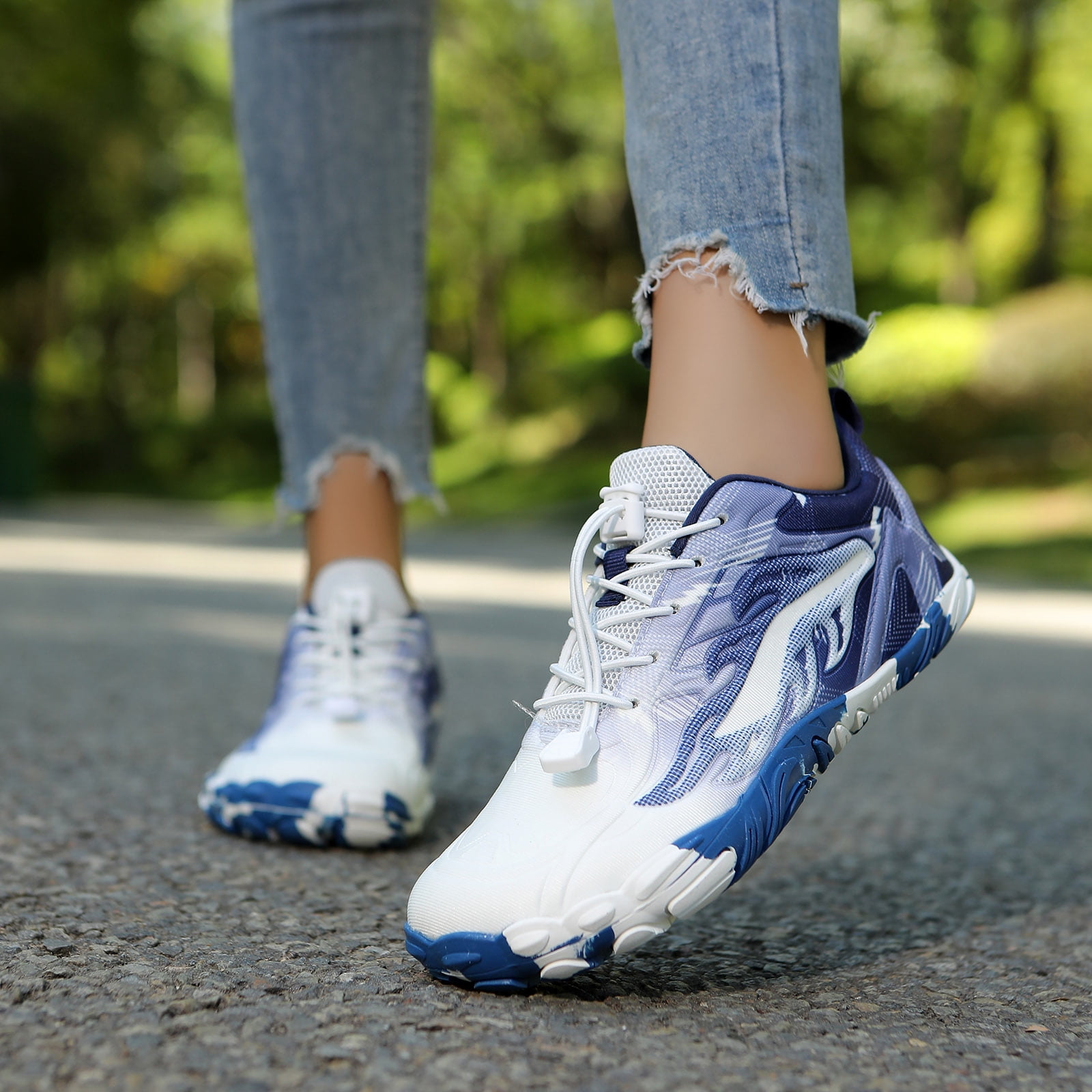 Rokment Women's Men's Barefoot Hiking Climbing Trekking Shoes Outdoor Sport Athletic Wide Toe Waterproof Non Slip Trail-Running Workout Fitness Exercise Trainners Dark Blue Size 11.5