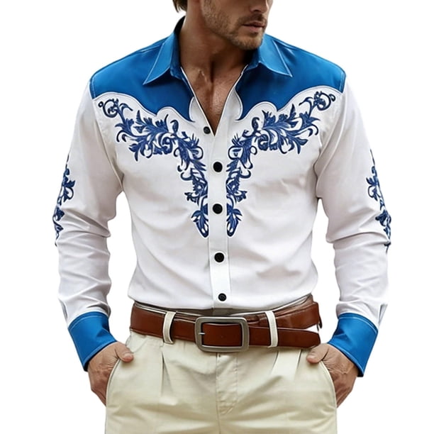Camisetas de Navidad de Manga Larga de los Hombres Imprimir de Moda Casual Manga Larga Turndown Collar Blusa para Primavera Invierno Al Aire Libre Diario