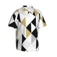 thumbnail image 2 of Gold Black And White Triangle Pattern Men's 3d Print Casual Button Down Shirts, Novelty Hawaiian Short Sleeves Xl, 2 of 8