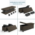 thumbnail image 4 of Hearth & Harbor Ottoman Storage Bench, Linen 45" Ottoman with Storage, Brown, 4 of 8