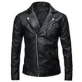 thumbnail image 5 of Men Leather Jacket Slim Fit Motorcycle Jacket Zipper Casual Coat Spring Autumn Winter, 5 of 7