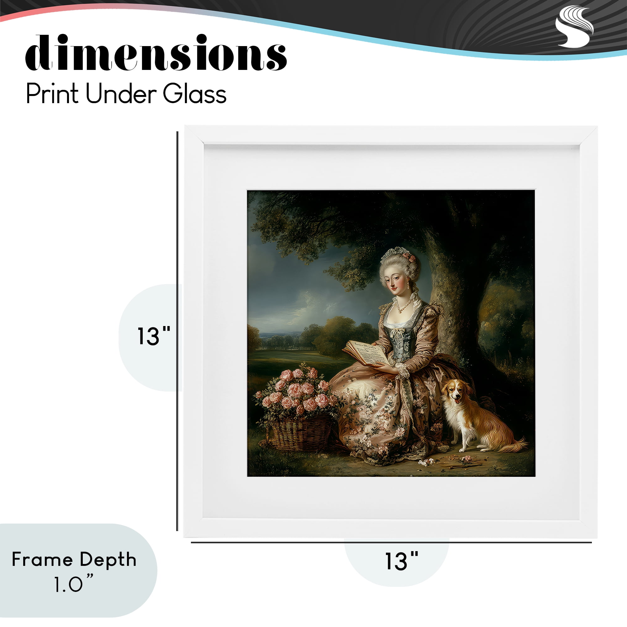 Stupell Industries Rococo Woman with Dog White Framed Print Under Glass, design by The Wands Want